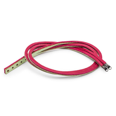 Kožený náramek třešňový/šalvějově zelený