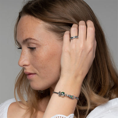 Zlatý pevný náramek s labradoritem